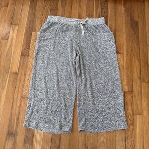 La Cera Pants Women's Wide Leg Crop Lounge Gray Stretchy Drawstring PJ Size XL